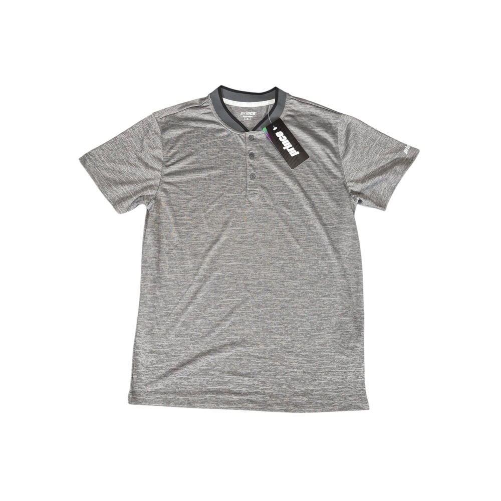 Prince Mens Pickleball Court Henley Polo Shirt Gray Small MP103333 UPF 30+ NWT